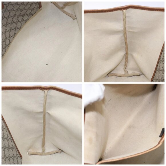 GUCCI GG Supreme Web Sherry Line Tote Bag PVC Beige Red 211134 Auth gh538 - Picture 16 of 16